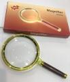 100mm 10x Handheld Jewelry Magnifier Magnifying Glass Red Brown Handle 100 mm / 10X Jewelry Loupe for School, Offices, Doctors. 