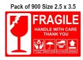 Fragile Sticker for the Sensitive Product and Material Size 2.5 X 3.5. 
