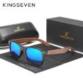 KINGSEVEN New Black Walnut Sunglasses Wood Polarized Sunglasses Men's Glasses Handmade UV400 Protection Eyewear Retro Wooden Box. 