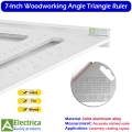7" Rafter Square Triangle Ruler for Woodworking, High-Precision Solid Aluminum Angle Measuring & Marking Tool for Carpentry & Construction by Electrica. 