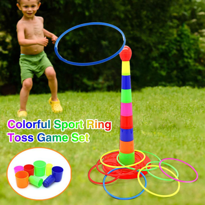 Ring Toss Game For Kids With Approx. 18 Inch Stand & Floatable Rings ...