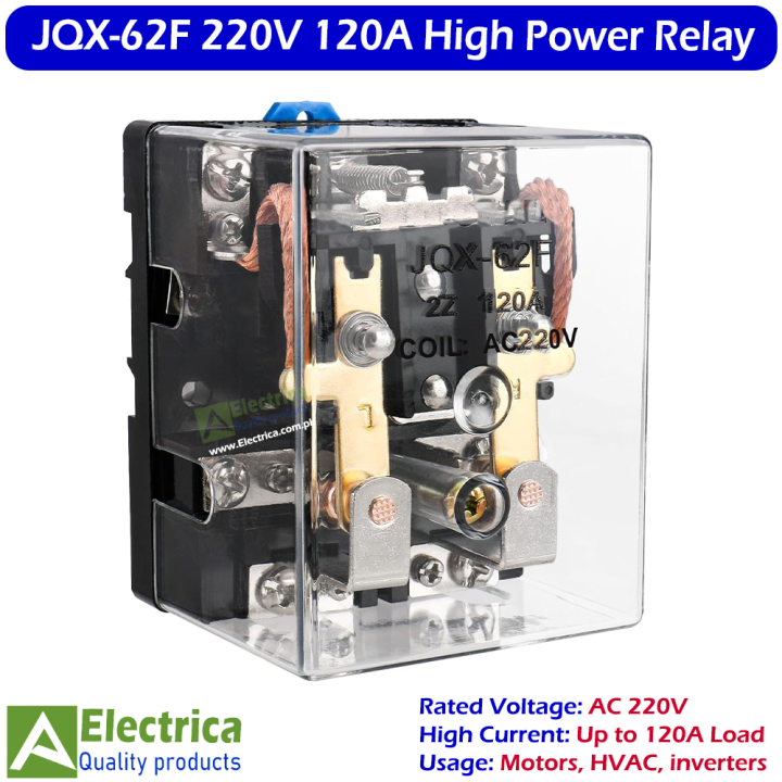 JQX-62F 220V 120A Heavy Duty Power Relay 8-Pin AC Coil High Current Control Module for Industrial Equipment, Motor & HVAC Applications by Electrica