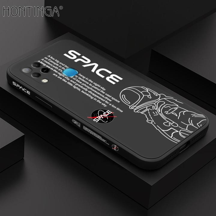 Hontinga for Infinix Hot 10S / Hot 10S NFC Back Cover Cool Astronaut Design Side Design Case Square Edge Liquid Silicone Phone Case