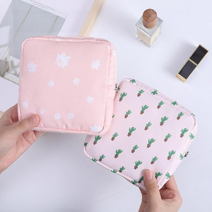 【HOT】 Women Sanitary Napkin Tampon Storage Bag Cute Sanitary Pad Pouches Portable Makeup Lipstick Key Earphone Data Cables Organize