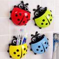 Creative Cute Cartoon Ladybug Kids Wall Suction Cup Mount Toothbrush Toothpaste Holder Pencil Pen Travel Storage Organizer. 