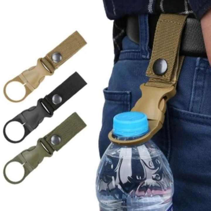Water Bottle Holder Outdoor Carabiner Nylon Key Hook Molle Webbing Strap Hanging System Belt Buckle Durable Portable Hook Travel Tool Clip