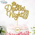 Dholki Night Cake Topper for Cake Decoration, Bridal Shower, Wedding & Engagement Party Celebration Toppers in Gold. 