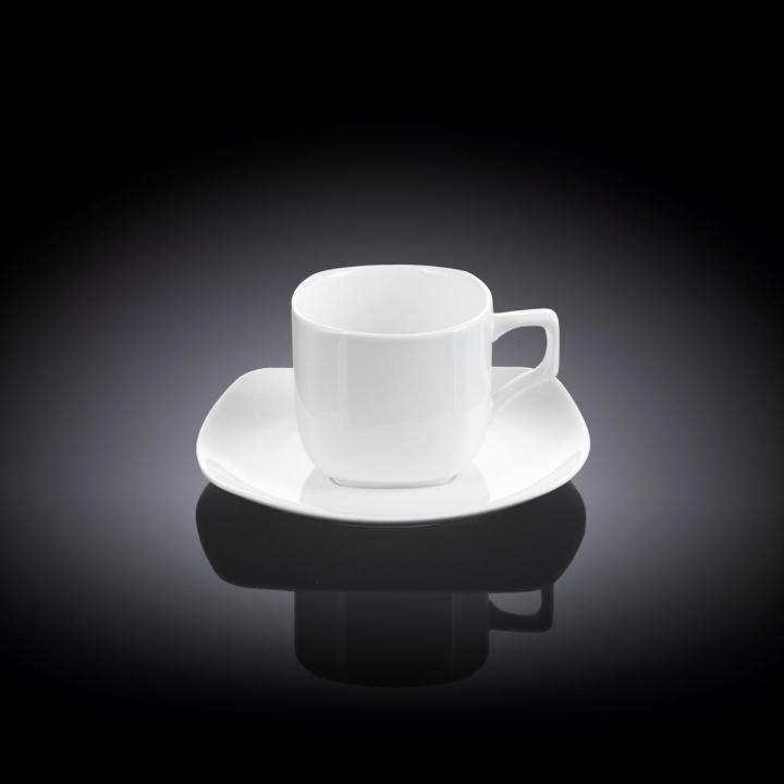 Wilmax England - Set Of 6 - SMALL COFFEE SHOT CUP & SAUCER - 90 ML