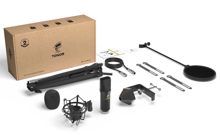 TONOR XLR Condenser Microphone, Professional Cardioid Studio Mic Kit with T20 Boom Arm, Shock Mount, Pop Filter for Recording, Podcasting, Voice Over, Streaming, Home Studio, YouTube (TC20) ORIGINAL UK ZONE STOCK
