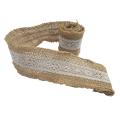 Natural Jute Burlap Ribbon With White Lace 1 Meter For Art And Craft. 