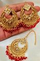 Artificial Golden Ear Rings With Beautyfull Tika New Pearl Latkan Style New Look Long Lasting Polish For Beautyfull Girls Artical 48973872892. 