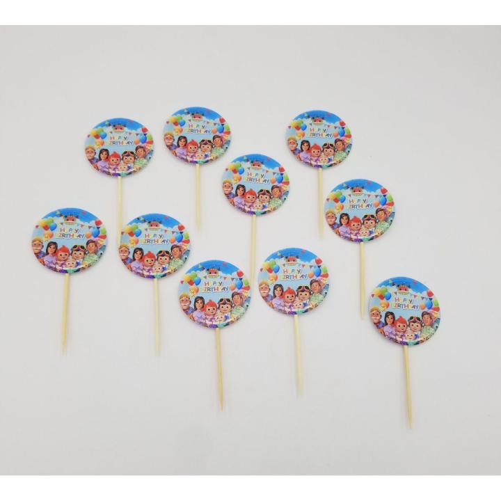 COCOMELON THEME CUPCAKE TOPPERS - PACK OF 10 CUPCAKE TOPPERS - COCOMELON CUPCAKE TOPPERS