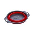 Silicone Food Filter | Plastic Folding Basket / Strainer for Kitchen | Silicone Foldable Drain Basket - Food Drainer with Plastic Base and Handle Vegetable and Fruit Strainers. 