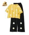 Palazzo Pants and Crop Top Set for Women  Summer High Quality Fabric Casual Short Sleeve Style Multiple Colors Available. 