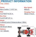 WLtoys 144001 Racing RC Cars,1:14 Scale High Speed Remote Control Car for Adults Kids, Fast RC Cars with 1 Batteries, 2.4GHz RC Buggy Off-Road Drift Car with RTR Aluminum Alloy Chassis (Red. 