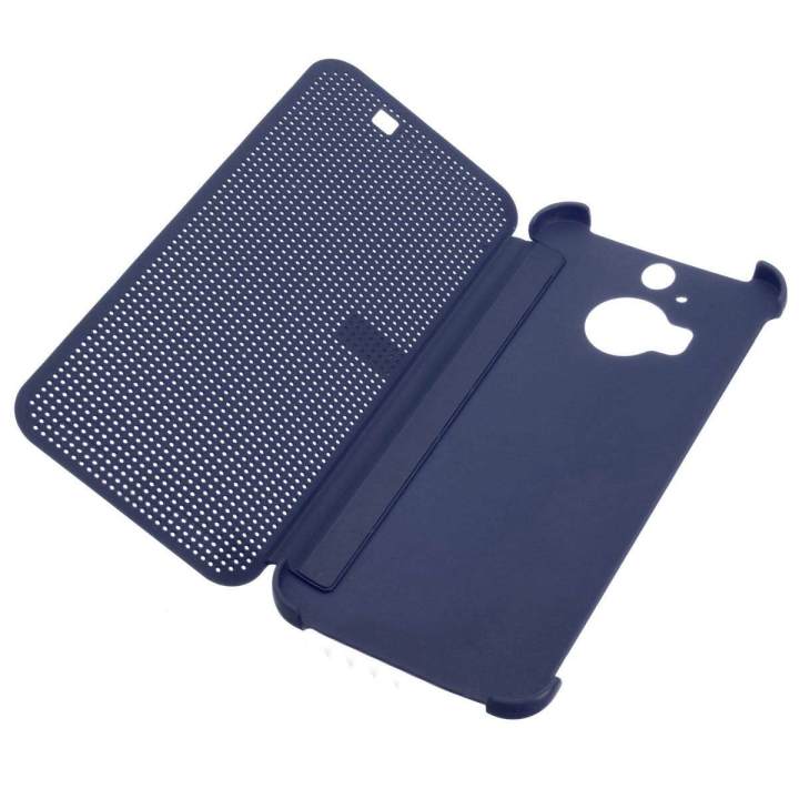 New Dot View Untra Slim Flip Silicone Smart Case Cover for HTC One M9 Plus 5.2'' - blue