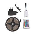 RGB 5M Multicolor 3528 REMOTE CONTROL LED STRIP LIGHT KIT WITH ADAPTER. 
