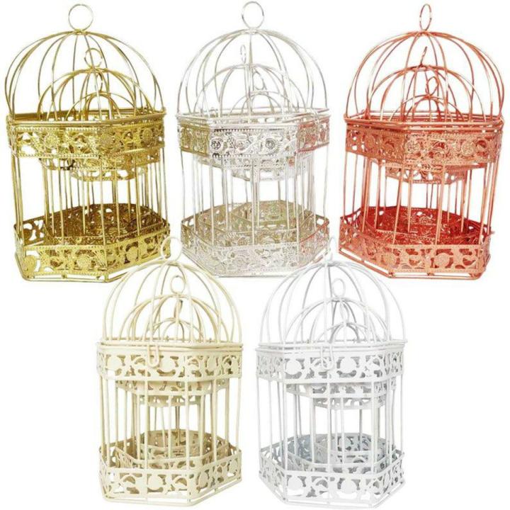 Pack of 3 White Wedding Bird cage Wedding Decoration Card box Metal Iron Bird Cage Home Party Decoration Candle Table White Bird cage