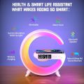 G500 G Shaped Lamp - Bluetooth Speaker For PC & Mobile - 15W Wireless Charger - Digital Alarm Clock - Mini Portable Speaker - Lamp For Bedroom Side Table & Study Table - Night Light - Show Piece For Room Decoration. 