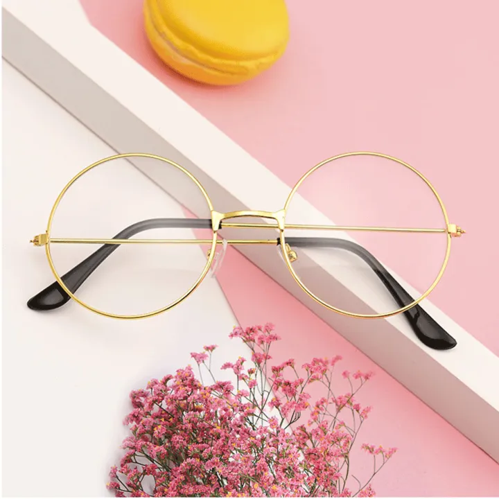 New%20Korean%20Style%20Design%20Half%20Round%20Transparent%20Stylish%20Glasses%20with%20Golden%20Frame%20For%20Men/Women%20-%20Image%204