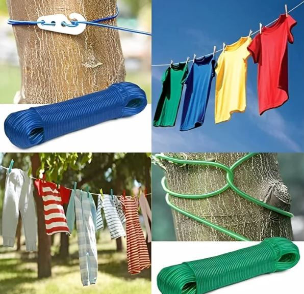 Cloth Covered Rope 20 Meters Strong Wet Cloth Laundry Rope Coated Metal Cloth Drying Wire ...