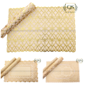 Table Mat 3PC Set Placemat Coaster Dressing Table side table Centre Table  Golden  16"x 32" - QS Bedding. 