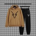 Markhor printed winter soft and comfortable recomended tracksuit for men kangroo hood + trouser. 