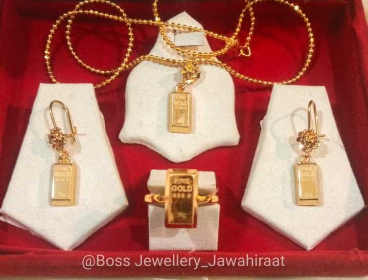 Gold Plated Imported Gold Bar Locket Chain Set