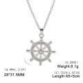 Fishhook Ship Boat Rudder Necklace Sail Pirate Explore Chain Steering Wheel Gift For Man Woman Kid Boy Crystal Zircon Jewelry. 