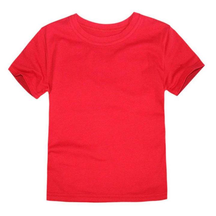 red Round Neck Cotton T-shirt For Kids