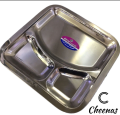 Portion Plate - 3 Portion Restaurant Style Serving Plate - Three Portion Fast Food Serving Plate - Stainless Steel Coated / Polished. 