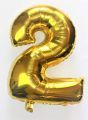 Golden Extra Large Digit 2 (Two)  - 32 Inches Giant Foil Number. 