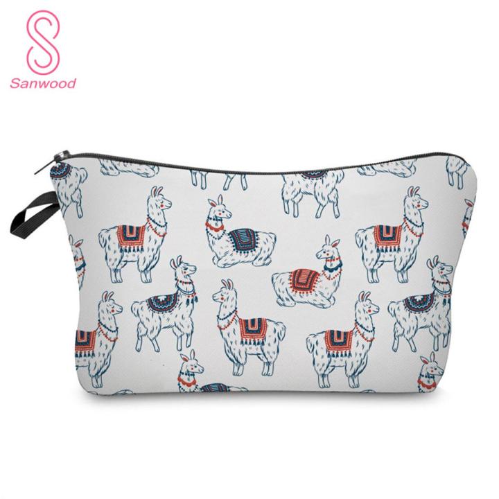 Delicate Crafts Hanging Hole Cosmetic Bag Smooth Zipper Vicuna Print Large Capacity Beauty Handbag for Vacation