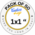 Custom logo- pack of 50 - 1 inch to 3 inch sizes available- send logo in chat box- branding your small business. 