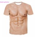 Muscle pack muscle man T shirt personality realistic cosplay false chest false abdominal clothes annual performance clothes. 