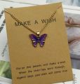 Butterfly Necklace for Girls Stylish Korean Fashion Purple, Blue, Yellow Antique white Butterfly Pendant Necklace for women Make a Wish Necklace Gift for her. 