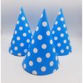 BLUE POLKA DOT BIRTHDAY CAPS PACK OF 10 CAPS. 