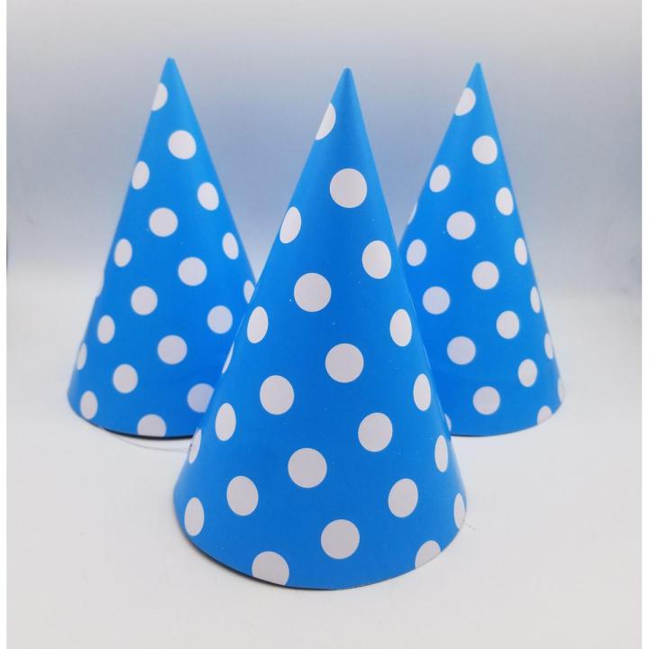 BLUE POLKA DOT BIRTHDAY CAPS PACK OF 10 CAPS