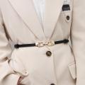 Fashion Gold Metal Hook Buckle Adjustable Thin Belts for Women Ladies Retro Faux Leather Waistband Coat Dress Waist Belt. 