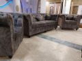 Turkish Fabric Imported 5 Seater Modern Chesterfield Sofa Set In Order 3+1+1 With Free Matching Cushions. 