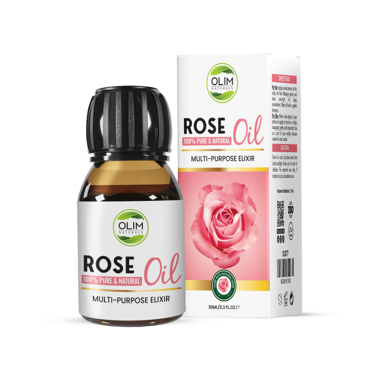 OLIM NATURALS - Rose Essential Oil 30 ML Pure Edible Cooking Skin Care Massage Aromatherapy Hair Car Anti Acne Moisturizing