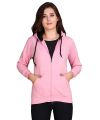 Sharrys Womens Zipper Hoodie Plain Pullover Front zip up Kangro Pocket Hoddie New arrivals Girls Casual Winter Wear ( Baby Pink ). 