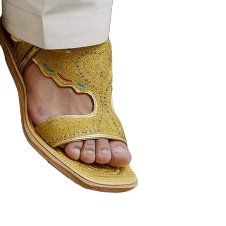 golden zari handmade chappal for men