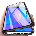 For Huawei P Smart Plus (2018) Casing 360° Full Body Transparent Tempered Glass with Magnetic Adsorption Metal Bumper Case Cover. 
