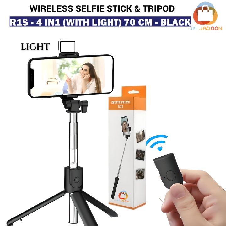 Original Wireless Selfie Stick Tripod R1S (70CM WITH LIGHT) R1 (70CM NO LIGHT) JC16H(110CM WITH LIGHT) JC16 (110CM NO LIGHT)Tripod Bluetooth Shutter foldable Selfie stick for all Phone Extendable Foldable With charging Cable Detachable Bluetooth Shutter