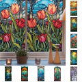 Window Sticker Colorful Vintage Glass Sticker for Home Decor Kitchen Bedroom Glass Door Easy to Apply Window Film less Than Colorful Pattern Window Sticker. 