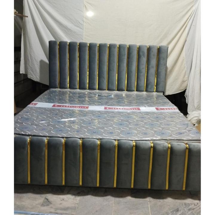 Stylish wooden gold strip bed, furniture factory