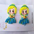 2 Pcs Set Baby Girls Hair Pins Clip Doll Style Assorted Color. 