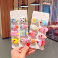 10 Pcs Baby Girls & Mixed styles Cartoon Animal vegetables and fruit Lovely Candy Color Plastic Hair Pins. 
