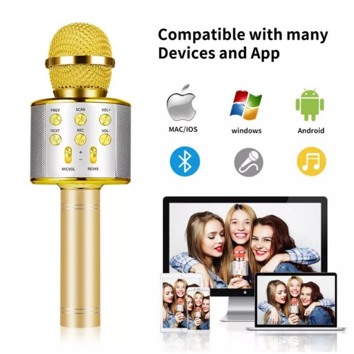 Wireless Karaoke Microphone, 3-in-1, Portable Handheld Bluetooth Microphone and Speaker